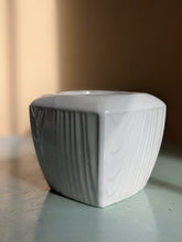Load image into Gallery viewer, Small Planter White Textured Porcelain Vintage Roscher Woodgrain Sugar Bowl Turned Plant Pot