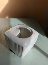 Load image into Gallery viewer, Small Planter White Textured Porcelain Vintage Roscher Woodgrain Sugar Bowl Turned Plant Pot