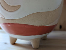 Cargar imagen en el visor de la galería, Close up of the handpainted lines that make up the desert scape design. Hand painting shows inperfections of not coloring perfectly in the lines of the design.