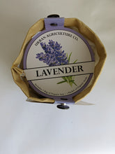 Load image into Gallery viewer, Lavender herb kit shown from top view of the little bag that contains soil and a packet of organic lavender seeds. Great for small spaces and makes a great gift!