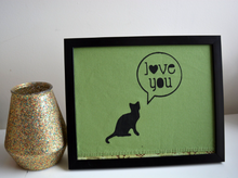 Load image into Gallery viewer, Love Cats Hand Printed Wall Art 8x10 on Fabric