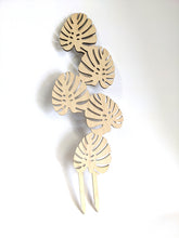 Load image into Gallery viewer, Plant Pot Trellis Wooden Monstera Leaves 18" Tall