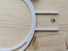 Cargar imagen en el visor de la galería, Close up of white acrylic spikes of the double hoop trellis. Spikes are about 2 inches long, and are completely water resistant material.