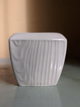 Cargar imagen en el visor de la galería, Small Planter White Textured Porcelain Vintage Roscher Woodgrain Sugar Bowl Turned Plant Pot
