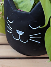 Cargar imagen en el visor de la galería, Cute Cat Black Plant Pot 7 inch
