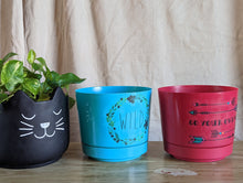 Load image into Gallery viewer, Cute Cat Black Plant Pot 7 inch
