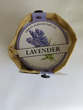 Cargar imagen en el visor de la galería, Lavender herb kit shown from top  view of the little bag that contains soil and a packet of organic lavender seeds. Great for small spaces and makes a great gift! 
