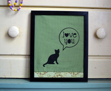 Load image into Gallery viewer, Love Cats Hand Printed Wall Art 8x10 on Fabric
