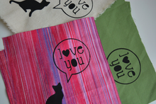 Load image into Gallery viewer, Love Cats Hand Printed Wall Art 8x10 on Fabric
