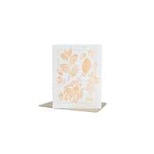 Cargar imagen en el visor de la galería, Plantable greeting card with orange printed leaves and acorns on white card that contains seeds of 10 kinds of wildflowers and can be planted into the ground. 
